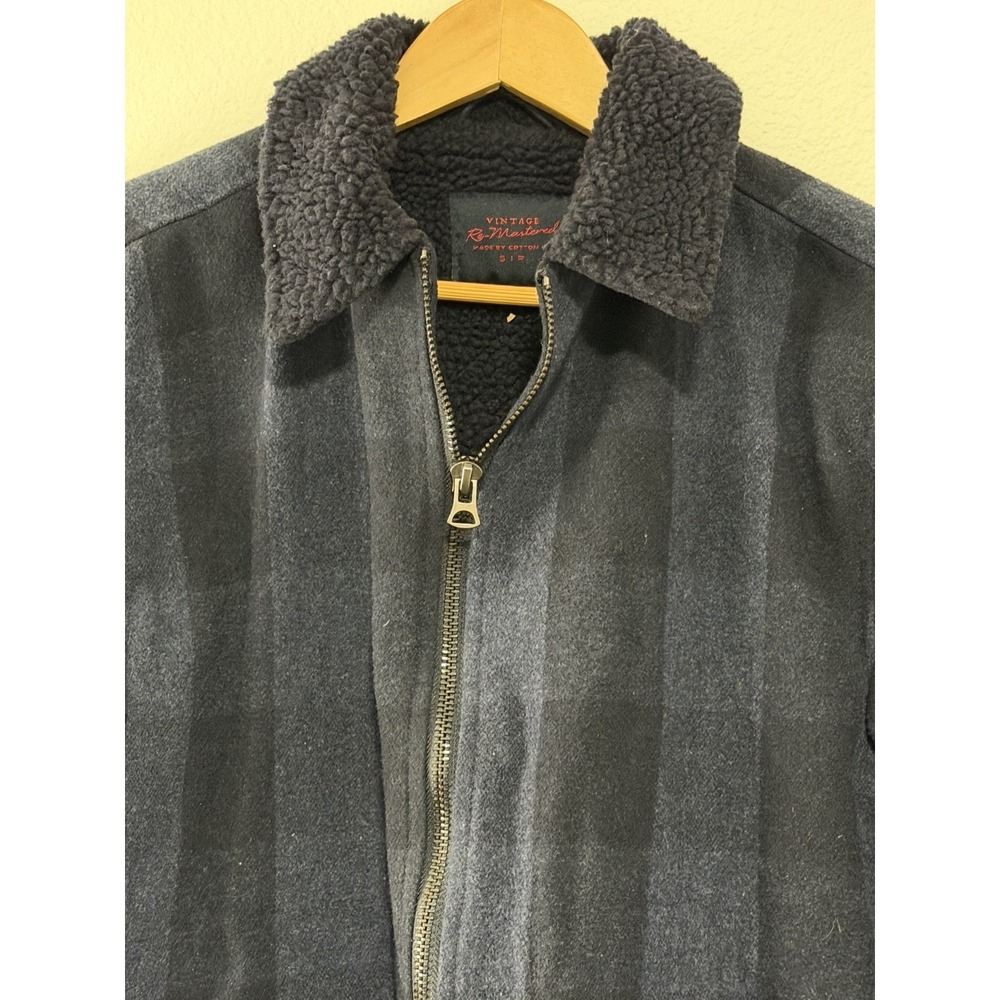 Cotton On Vintage Re-Mastered Sherpa Lined Plaid Jacket Mens Small Blue - Picture 3 of 10